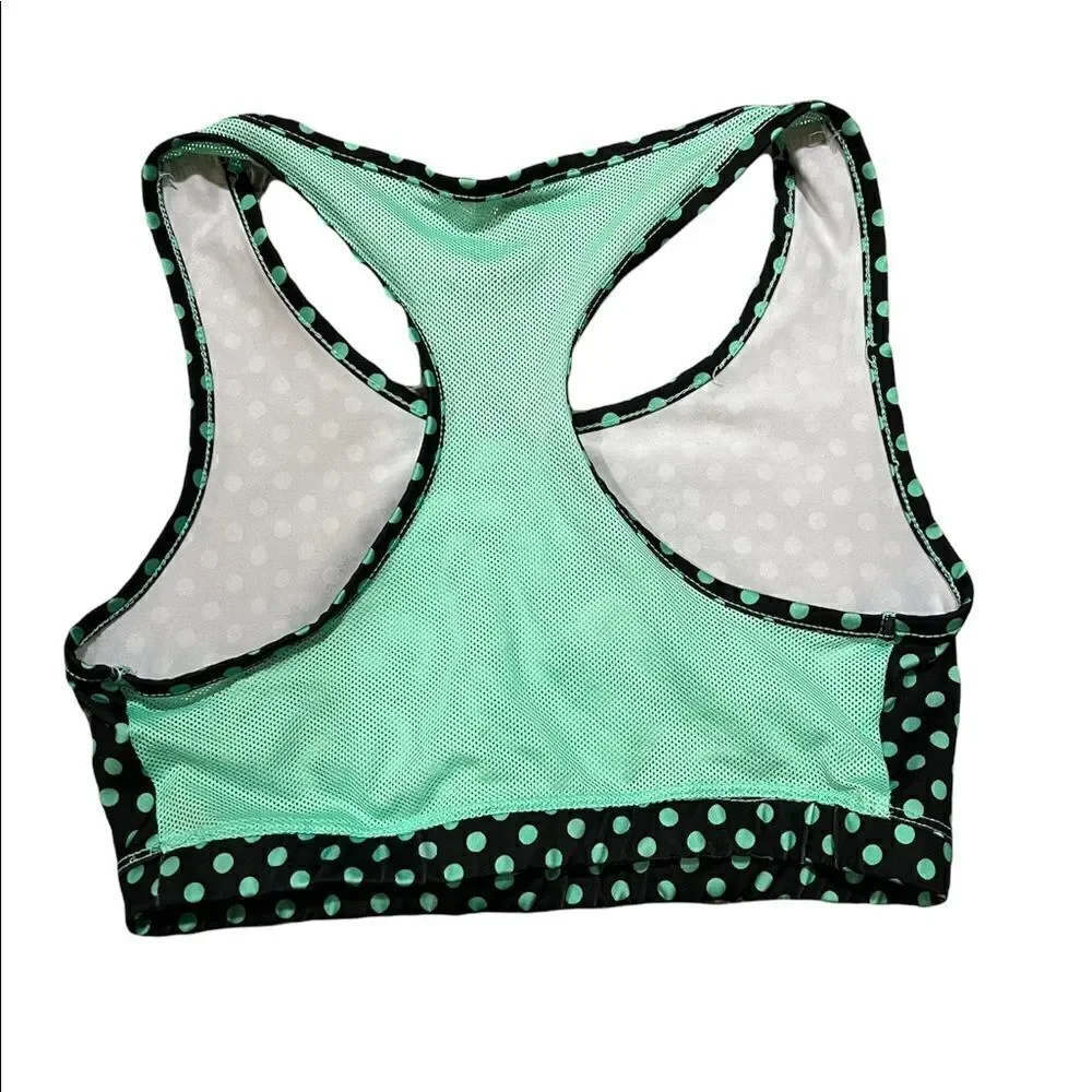 Justice active black /green dots  top sz 14